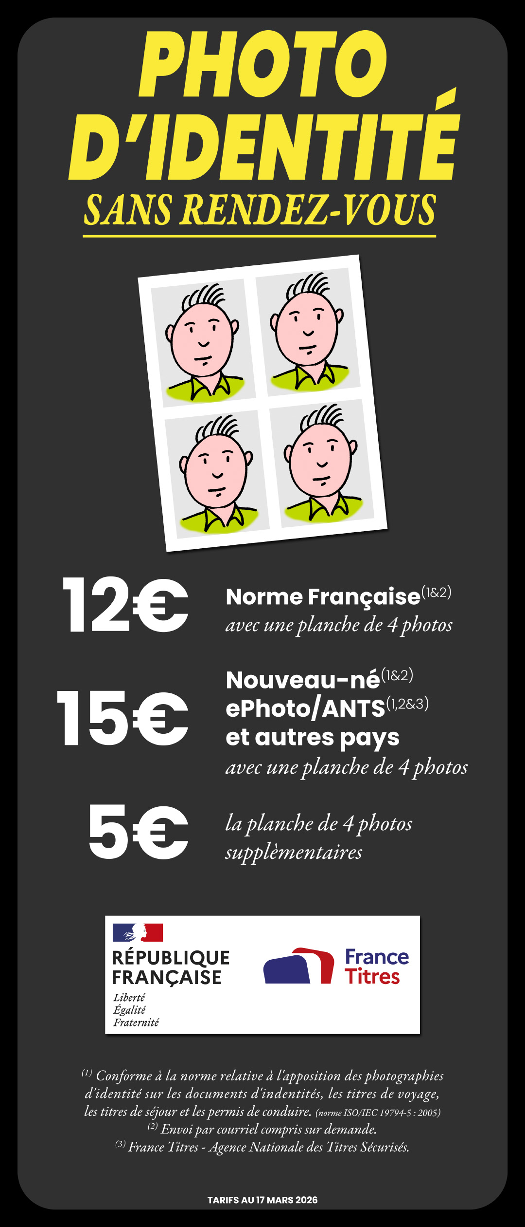 TARIFS IDENTITÉS